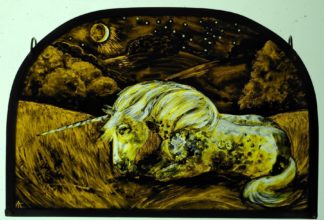 Stained Glass Panel  ‘Waiting in an English Meadow’