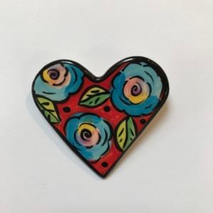 Colourful Ceramic Heart Brooch