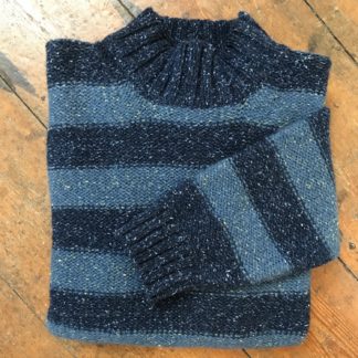 Pure Wool Unisex Stripy Sweater Blues 