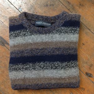 'Navy/Browns' Striped Wool Sweater