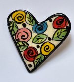 Colourful Ceramic Heart Brooch