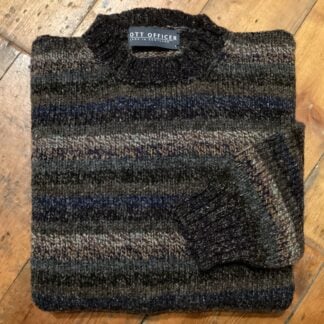 'Slate Grey & Brown' Stripe Wool Sweater