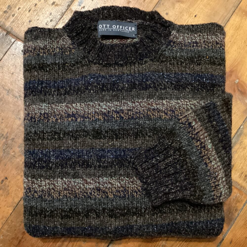 'Slate Grey & Brown' Stripe Wool Sweater