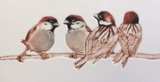 'Group of Sparrows' Collagraph