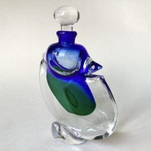 ‘Blue Emerald Merge Footed Scent Bottle’