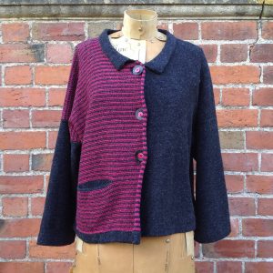 'Aretha' Cardigan in Graphite/Cerise