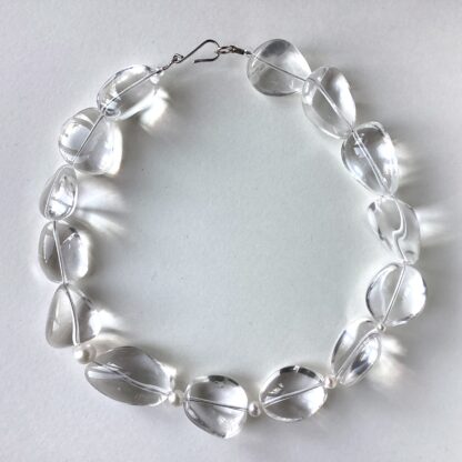 'Clear Rock Crystal & Pearl Necklace'