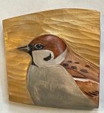 'Tree Sparrow' Relief Wood Carving