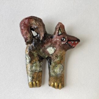 Papier-Mâché Dog Brooch