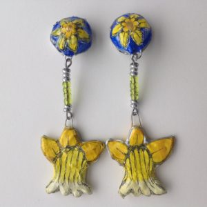 Papier-Mâché Daffodil Clip Earrings