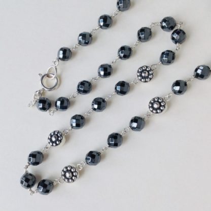 'Faceted Hematite Bead Necklace'