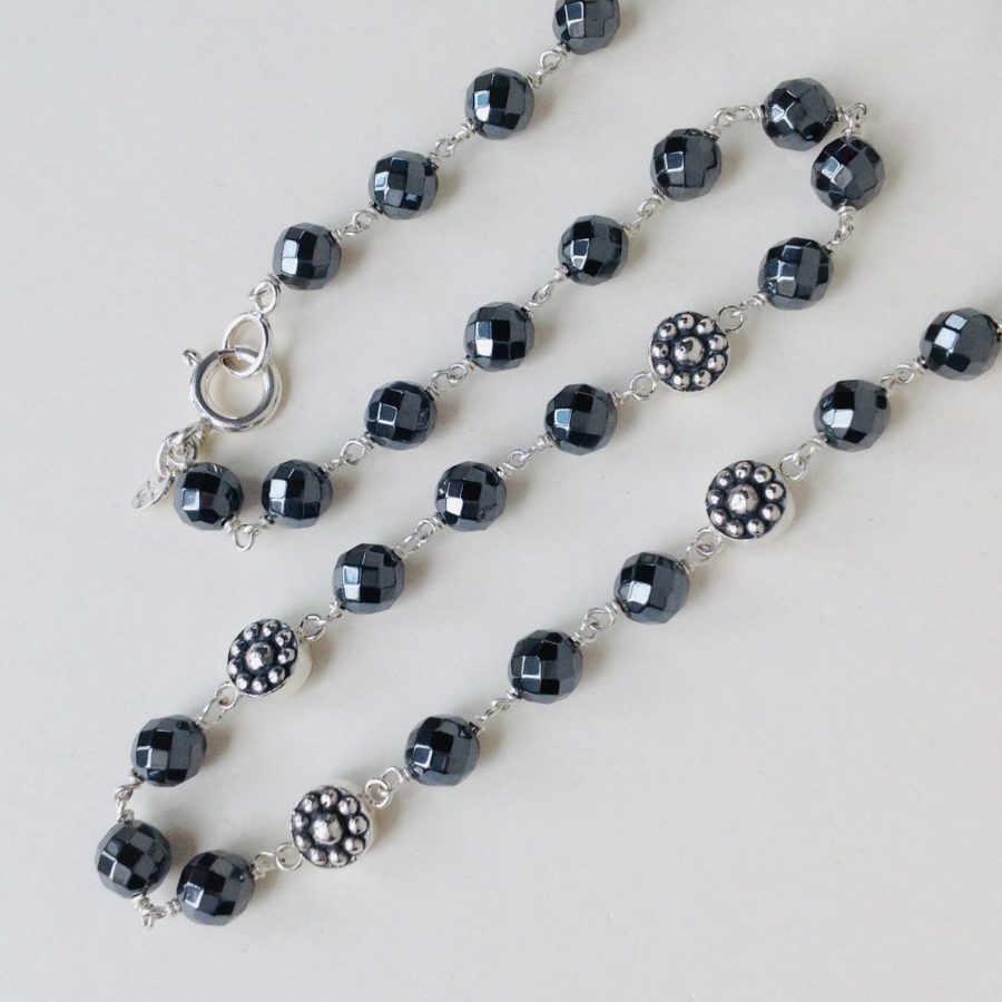 'Faceted Hematite Bead Necklace' - Old Chapel Gallery