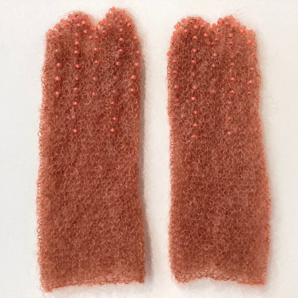 Beaded Wrist Warmers ‘Brick Orange’