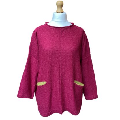  ‘Carousel’ Sweater in Cerise/Sap
