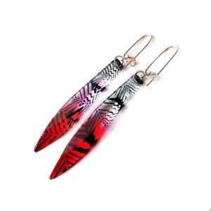 Acrylic Long Drop Earrings Red