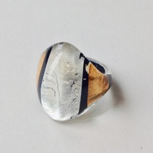 Acrylic Oval Ring in Gold & Silver