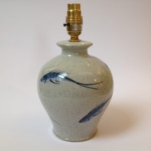 Stoneware Blue Fishes Medium Lamp