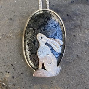 ‘Hare over Marcasite’ Silver Pendant