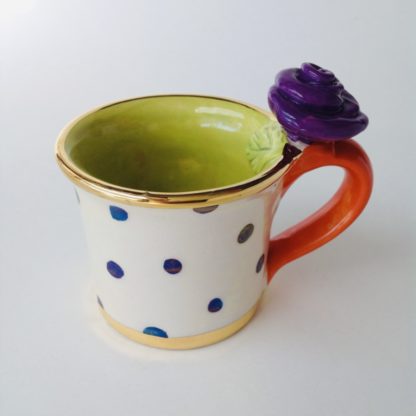 ‘Polka Dot Expresso with Purple Rose’