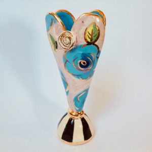 Heart Vase in Blue Rose