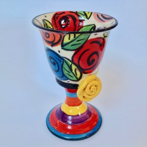 Goblet with Striped Base & Rose 