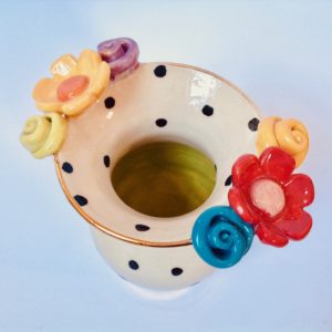 Polka Dot Vase with Rose 