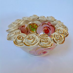 Pink Rose Encrusted Bowl