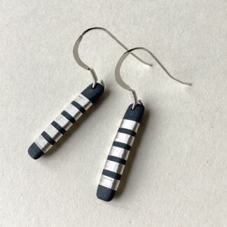 ‘Black Chunky Stripe Drop Earrings’