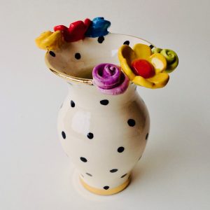 Polka Dot Vase with Rose 