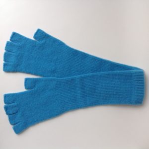 'Lambswool Long Fingerless Gloves Aqua