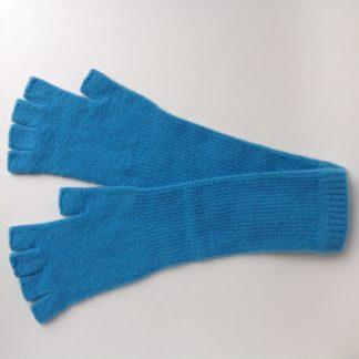 'Lambswool Long Fingerless Gloves Aqua