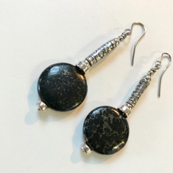 Silver and Pyrites Earrings