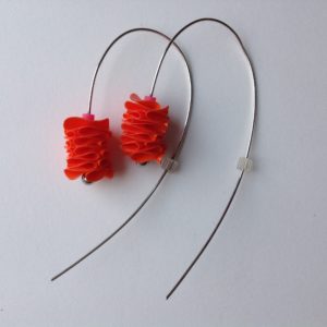 Orange Polythene Curved Earrings