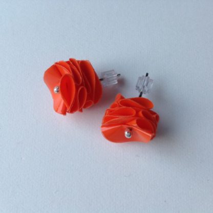 Orange Polythene Stud Earrings