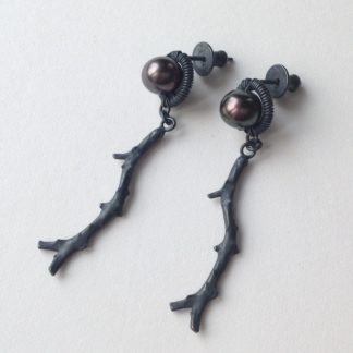 Oxidised Silver Coral Studs