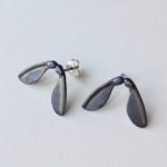 Small Oxidised Silver Sycamore Seed Studs