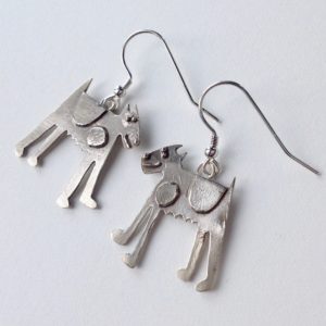 Silver Happy Dog Earrings