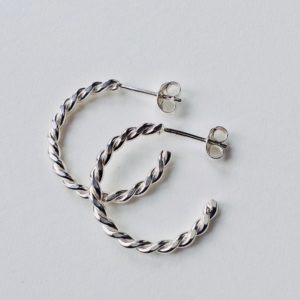 Twisted Silver Loop Studs