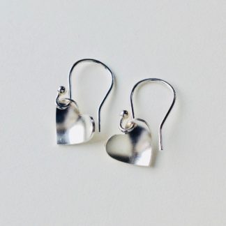 Silver Heart Drop Earrings