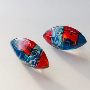 'Marquise' Studs in Blue & Orange