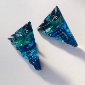 'Turquoise Triangle Zigzag Studs'