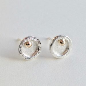 Tiny Silver Studs with Gold Dot