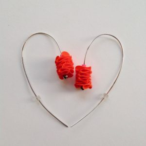 Orange Polythene Curved Earrings