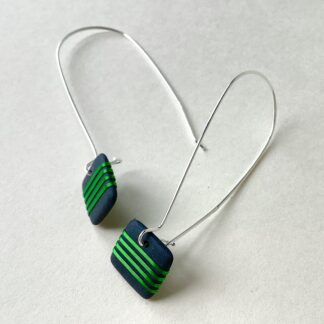 ‘Lime 4 Stripe Drop Earrings’