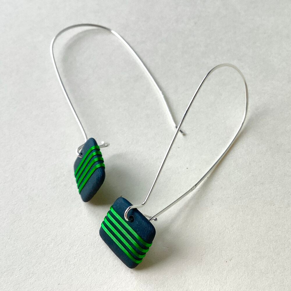 ‘Lime 4 Stripe Drop Earrings’