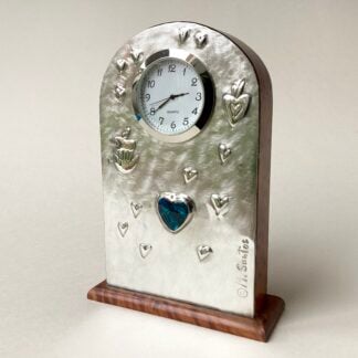 ‘Hearts’ Pewter & Thuya Clock