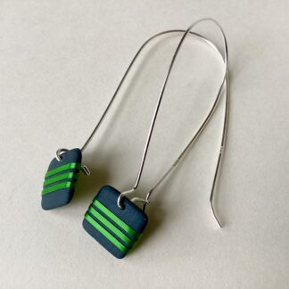 ‘Lime 3 Stripe Drop Earrings’