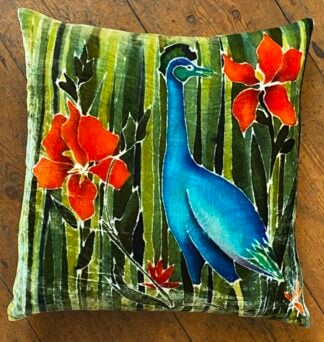 'Blue Reed Bird and Red Flags'