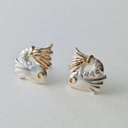 Silver Fish Stud Earrings