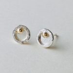 Tiny Silver Studs with Gold Dot